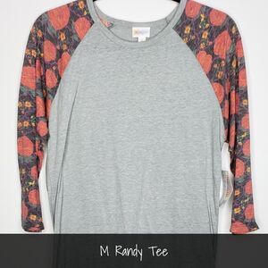 LuLaRoe Randy Medium Gray Floral Sleeves NEW